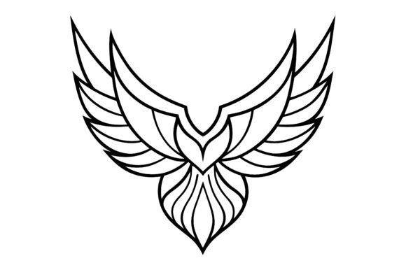 Abstract Owl Wings Spread Line Art for Modern Design Projects