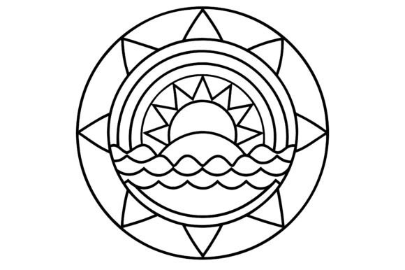 Abstract Rainbow Horizon Mandala Line: A Modern Design Asset for Creative Projects