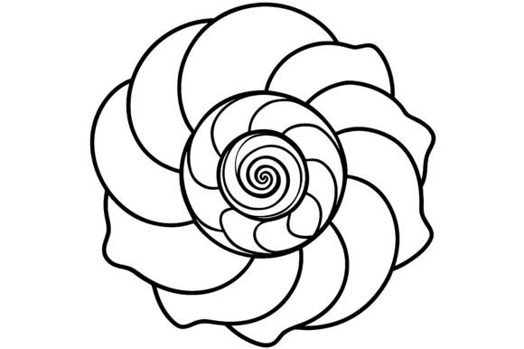 Abstract Spiral Seashell Flower Line Dra: A Modern Design Asset for Creative Professionals
