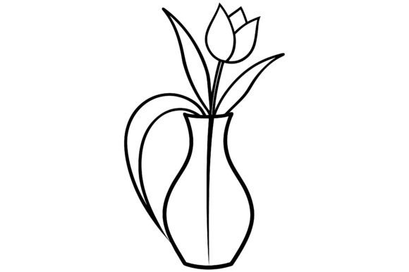 Abstract Tulip Vase Flower Single Line S: A Minimalist Design Asset for Modern Creatives