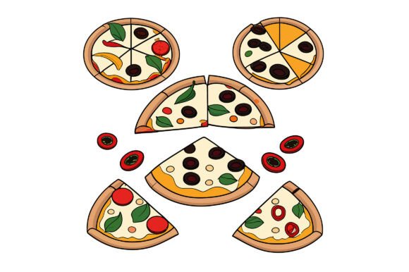 Creative Design Made Easy with Editable Pizza Slice Vector Illustrations