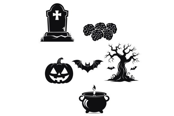 Halloween Set with Tombstone Brain