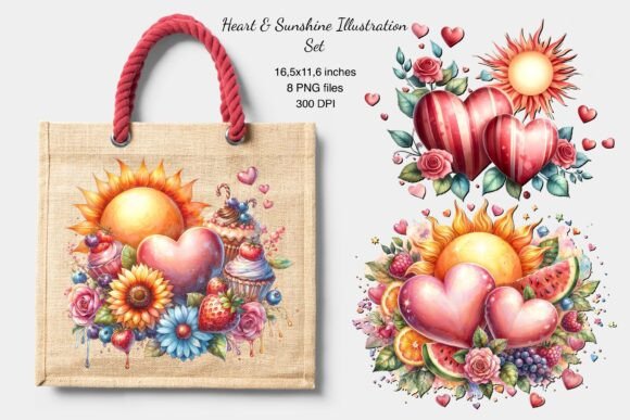 Heart Sunshine Illustration Set: Bringing Joy and Warmth to Your Creative Projects