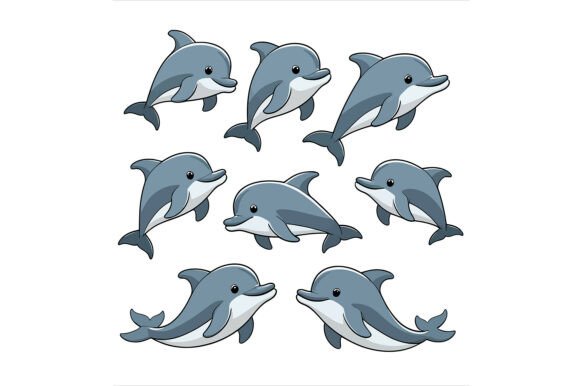 Illustration of a Group of Cute Dolphins: A Versatile Design Asset for Modern Creatives