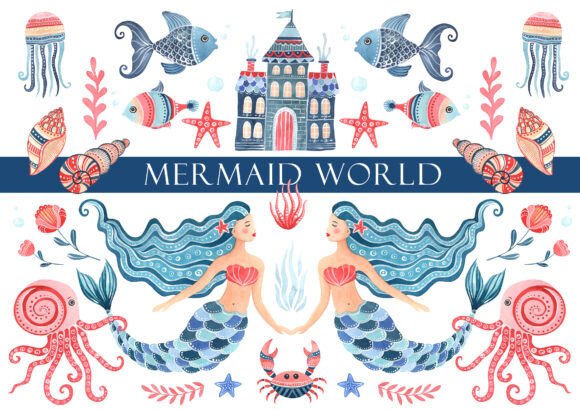 Mermaid World Folkart Watercolor Clipart: A Deep Dive into Underwater Creativity