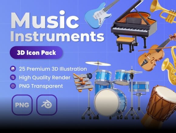 Music Instruments 3D Illustrations: A Strategic Asset for Modern Design