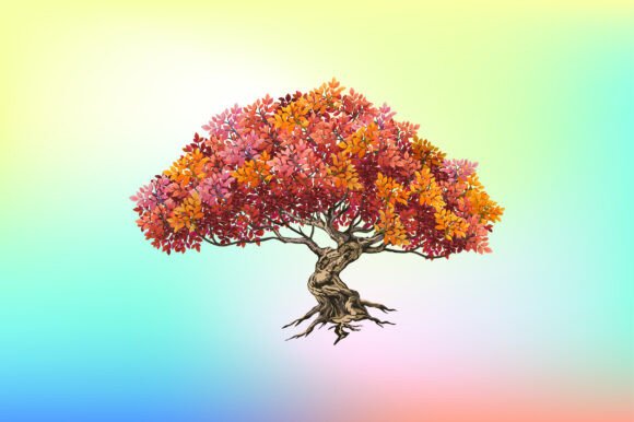 Old Maple Tree Vector Illustration