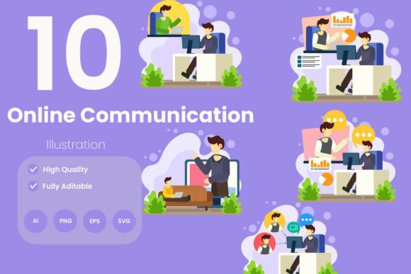 Online Communication Illustration Pack: Visualizing the Digital Connection