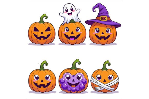 Pumpkins with Ghost and Witch: A Versatile Design for Creative Projects