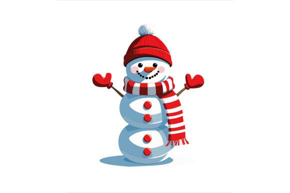 Snowman Wearing a Red Hat and Scarf: A Versatile Design Asset