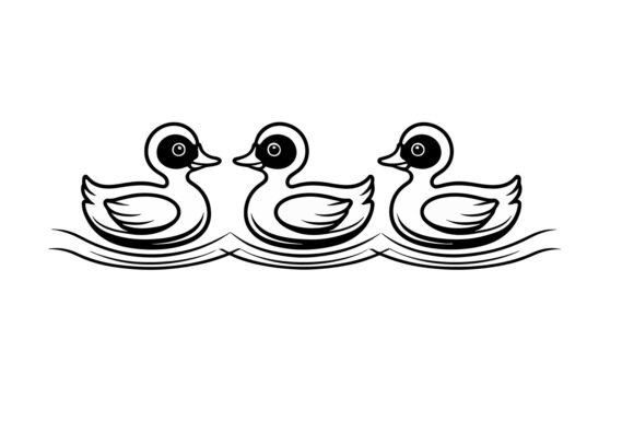 Vector Art of Three Ducks Swimming: A Versatile Design for Creative Projects